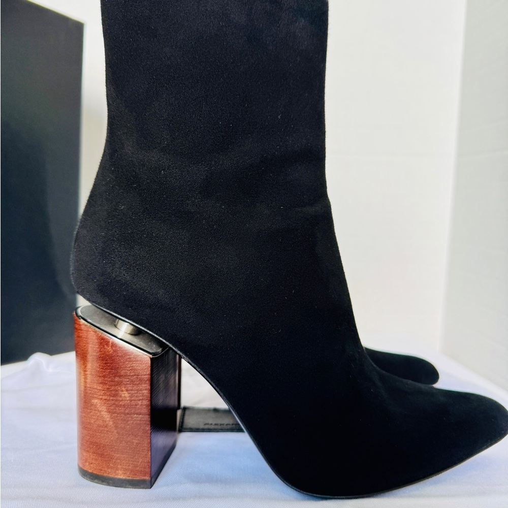 Alexander Wang Black Suede Boots with signature heel